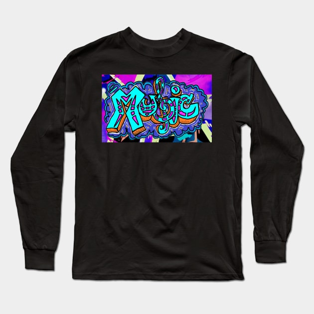 Music Spray Art Long Sleeve T-Shirt by LowEndGraphics